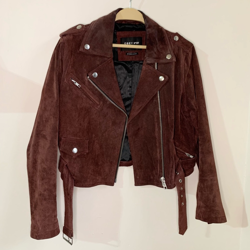 Obey moto jacket suede